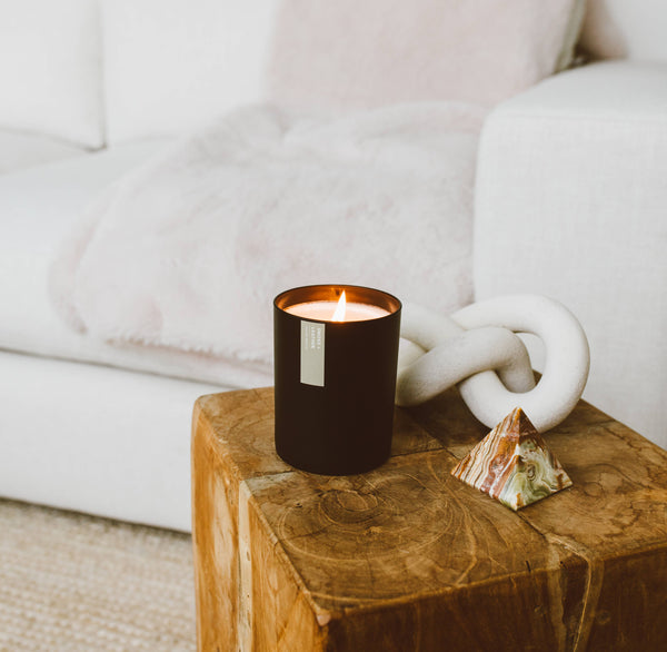 Calyan Wax Co. - Smoke + Leather - Matte Black Tumbler Soy Candle