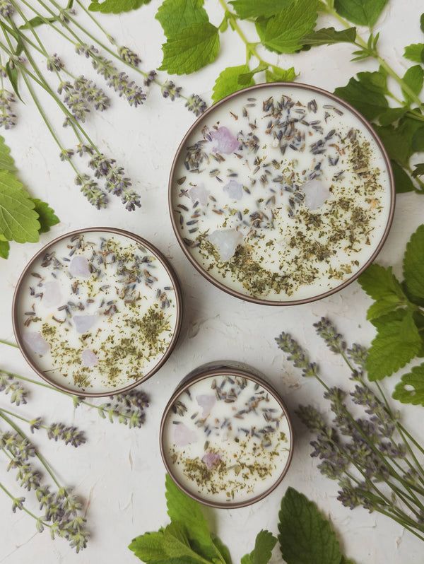 Ash & Rose - Sooothe Lavender Mint Botanical Tin Candle Herb Soy Wax Gift