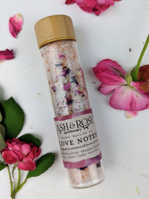 Ash and Rose Brand | Love Note Himalayan Pink Salt Rose Petal Test Tube Bath Soak