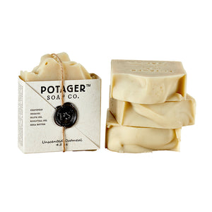 Potager Soap Co. Unscented Oatmeal Bar Soap for Sensitive Skin