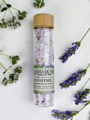 Ash & Rose Brand - Sooothe Lavender Mint Epsom Salt Oatmeal Bath Soak Vial Tube