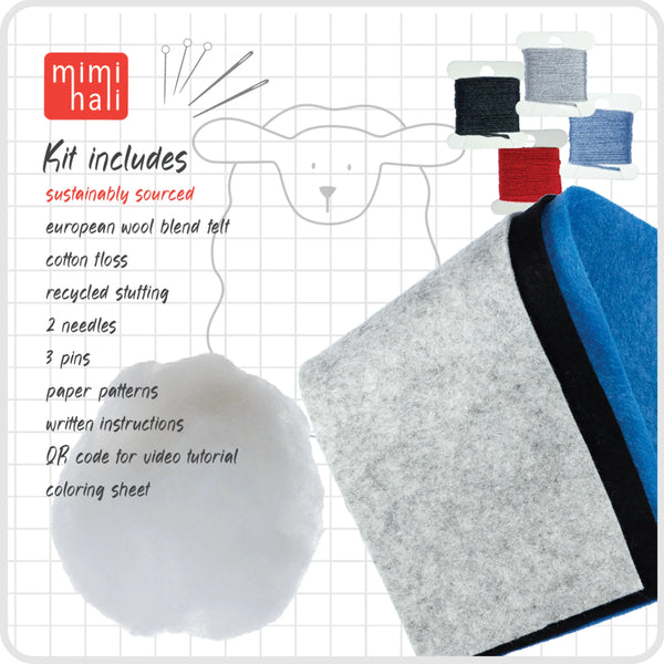 Sheep and Cloud Wool Felt Sewing Kit – DIY Craft