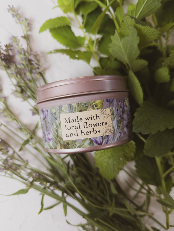 Ash & Rose - Sooothe Lavender Mint Botanical Tin Candle Herb Soy Wax Gift