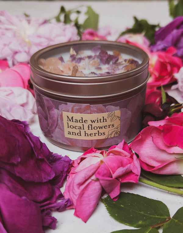 Ash & Rose - Love Notes Soy Candle Rose Petals Pink Himalayan Salt Flower