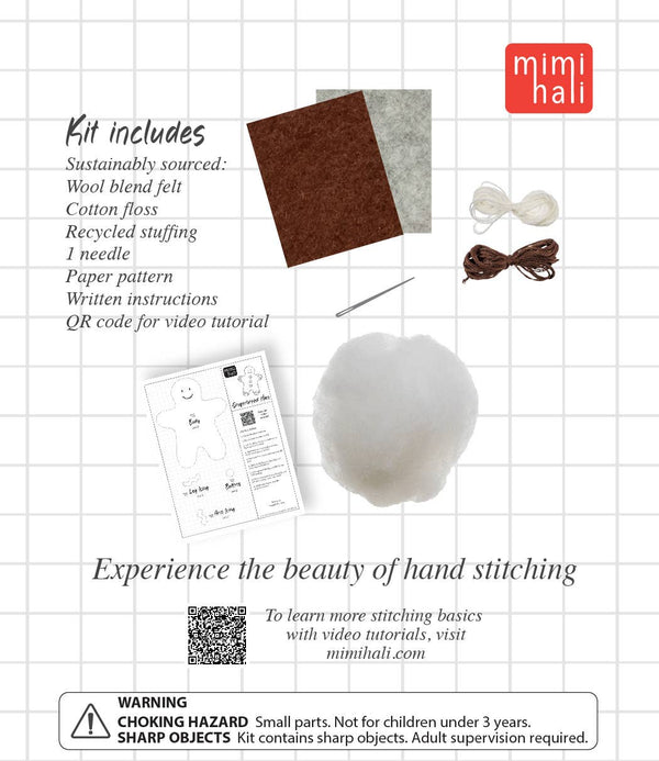 Gingerbread Ornament Wool Felt Sewing Kit – DIY Craft