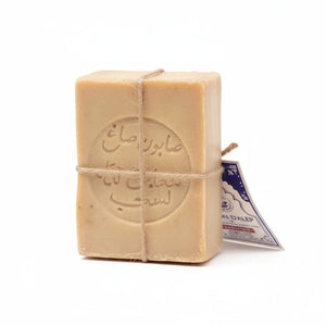 Potager Soap Co. traditional Aleppo soap bar made with olive and bay laurel oil, tied with rustic twine.