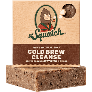 Potager Soap Co. Dr. Squatch Cold Brew Cleanse natural bar soap with coffee grounds for heavy grit exfoliation.