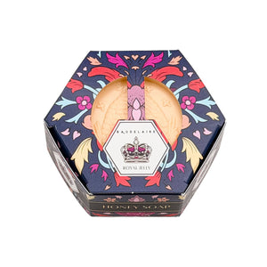 Potager Soap Co. Baudelaire Royal Jelly Honey soap bar in a decorative hexagonal box with floral patterns