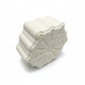 Potager Soap Co. white snowflake-shaped eucalyptus foot soak bomb for spa-like relaxation and skin softening