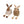 Potager Soap Co. set of two rustic reindeer ornaments with carved wood heads, faux fur bodies, and dangling bead legs.